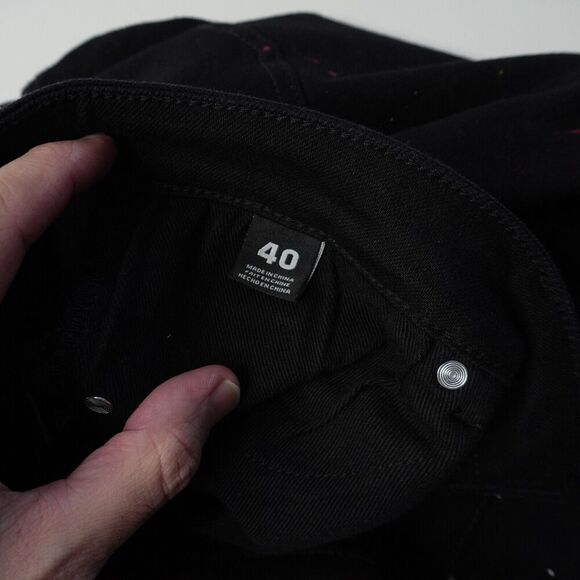 Embellish NYC Black‎ Denim Distressed Jeans Paint Splatter Rips Grunge Mens 40 - Picture 6 of 8